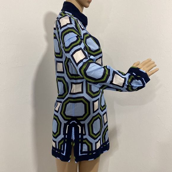 Tory Burch long sleeve notch neck printed tunic top, size XS. - Picture 4 of 9